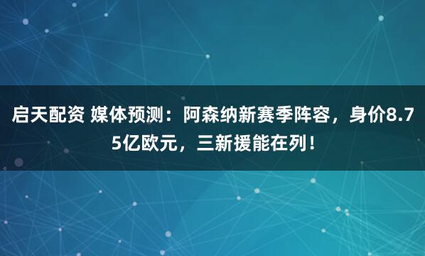 启天配资 媒体预测：阿森纳新赛季阵容，身价8.75亿欧元，三新援能在列！